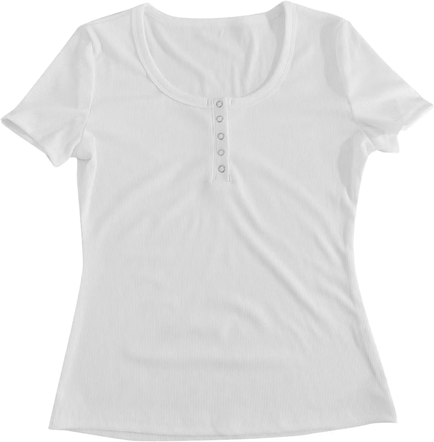 Womens Summer Tops Henley T Shirts Short Sleeve Going Out Crop Cute Ribbed Basic Casual Spring Fashion Y2k Clothes 2025
