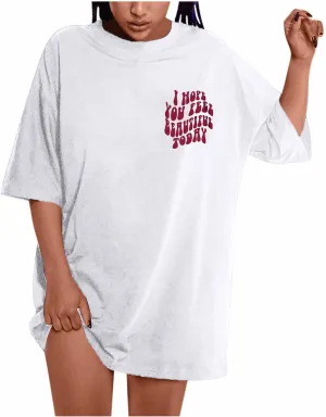 Womens Summer Tops Short Sleeve Tees Cute Tshirt for Teen Girls Graphic Tees Pullover Oversized T Shirts