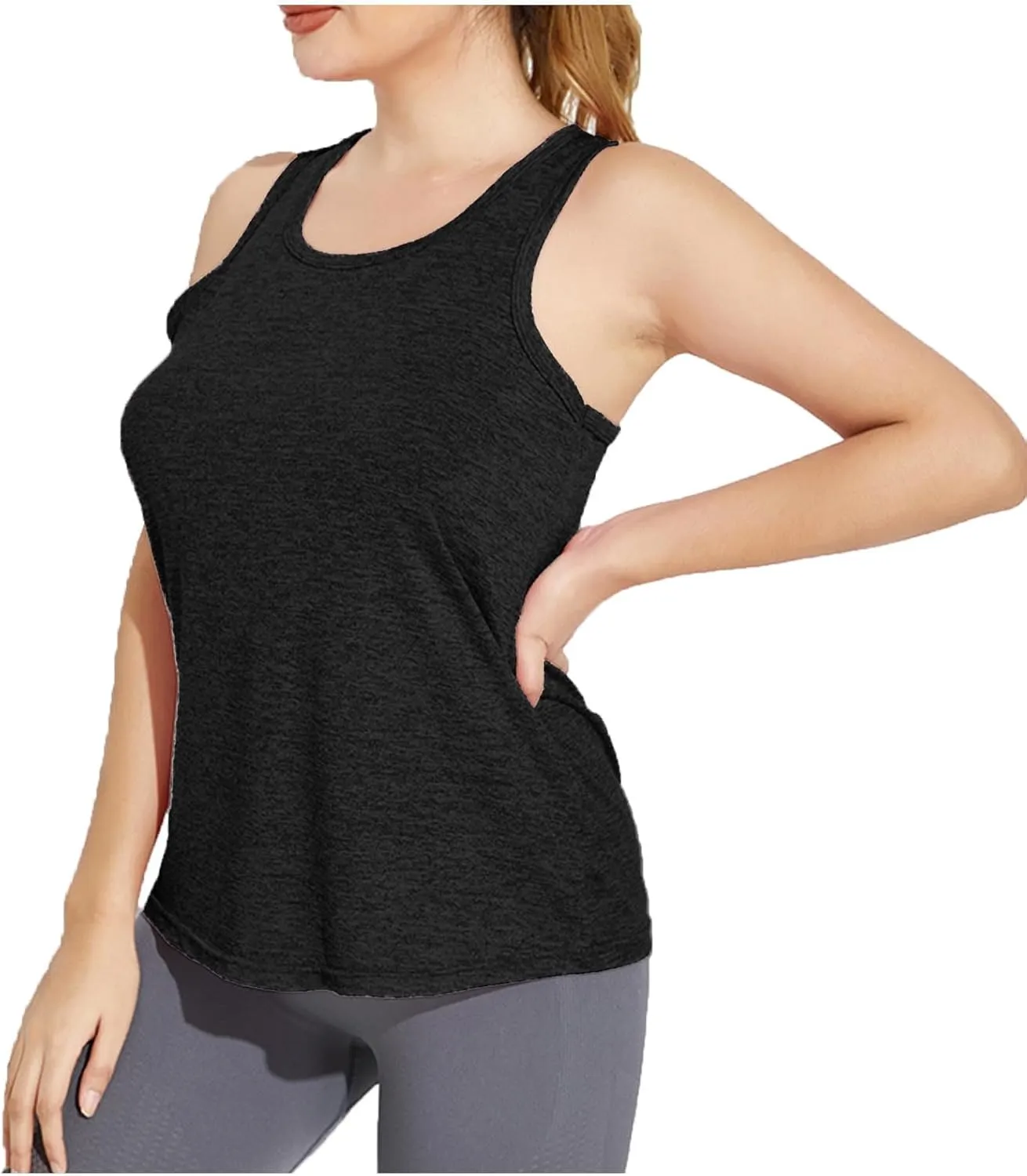 Womens Tank Tops Racerback Sleeveless Workout Tops Square Neck Athletic Yoga Camisole Seamless Running Gym Clothes