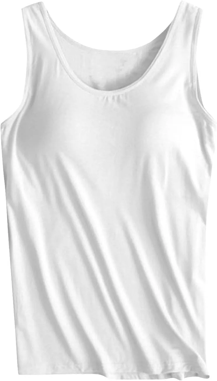 Womens Tank Tops with Built in Bra 2025 Summer Casual Sleeveless Padded Padded Sports Workout Yoga Gym Undershirt