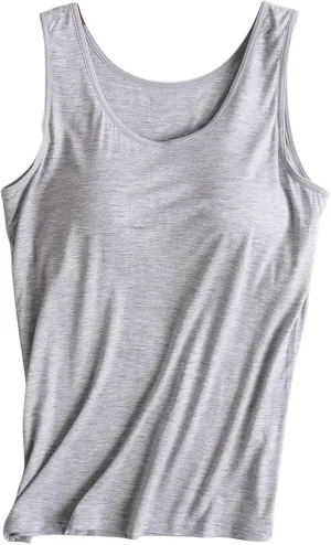 Womens Tank Tops with Built in Bra Summer Basic Padded Yoga Shirt Shelf Bras Workout Camisole Casual Modal Undershirt
