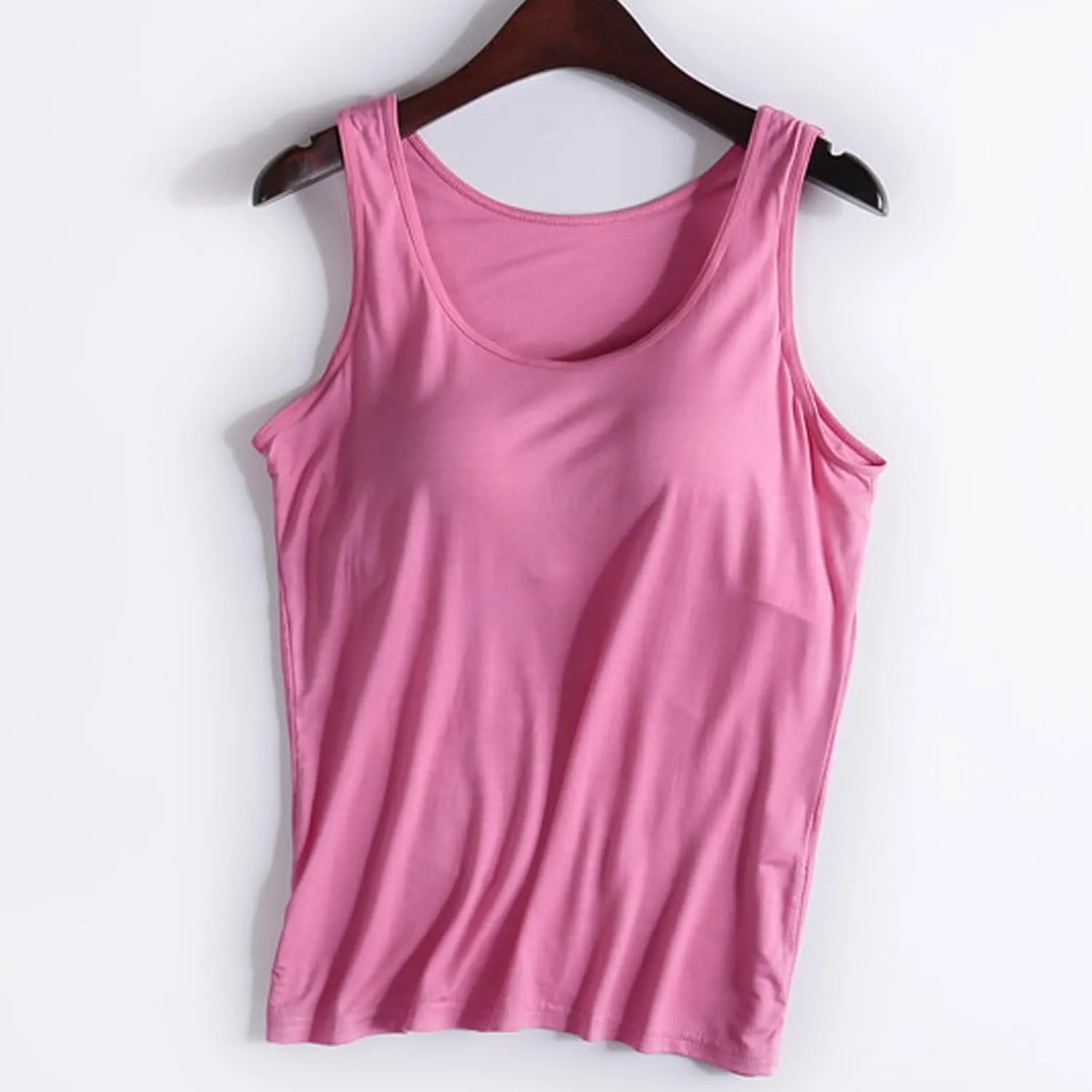 Womens Tank Tops with Built in Bras Padded 2024 Summer Casual Camisole Crewneck Sleeveless Cotton Workout Tanks