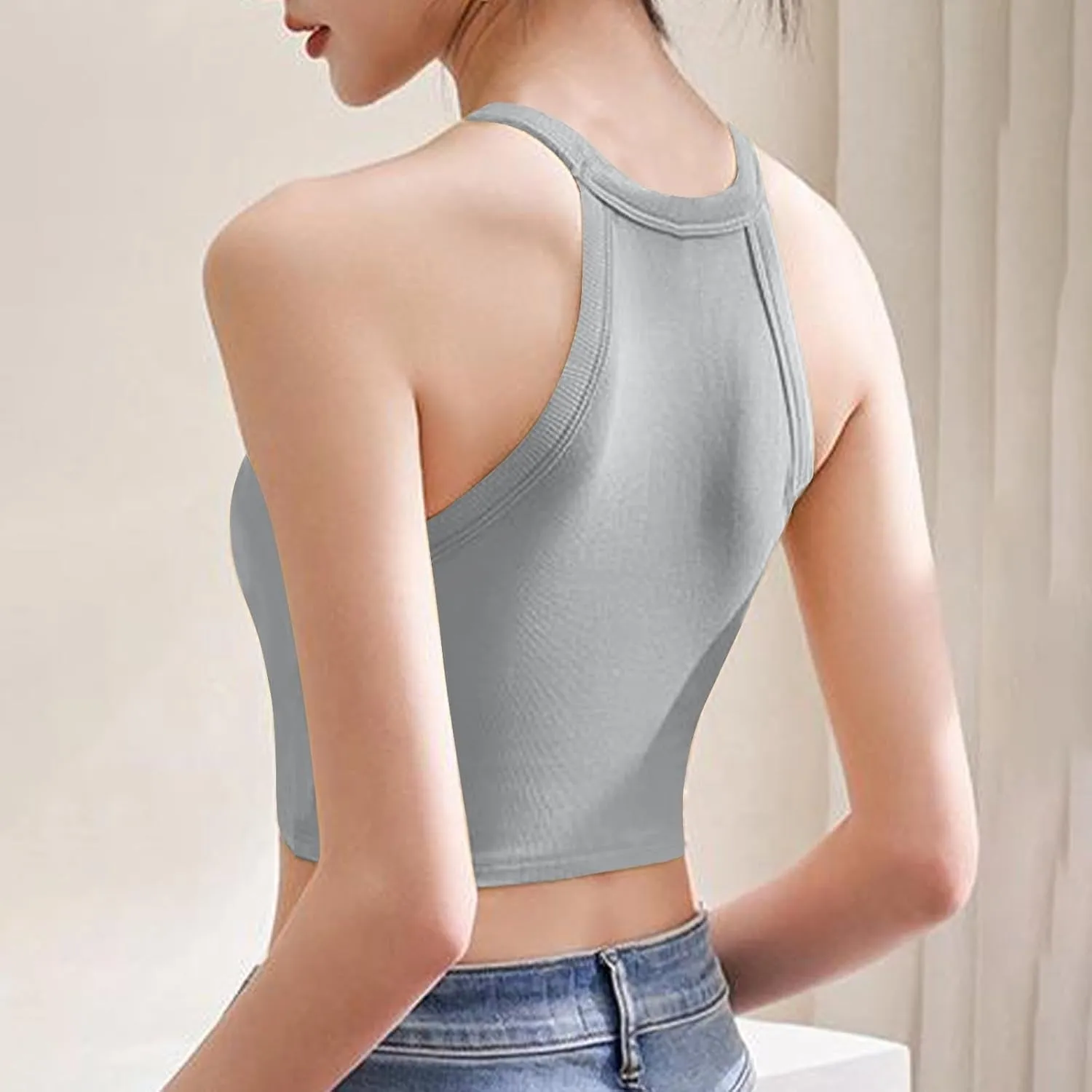 Women's with Padded Tank Tops Cute Crop Sexy Shirts Basic Going Out Tanks Wrap Bras Undershirts for Workout