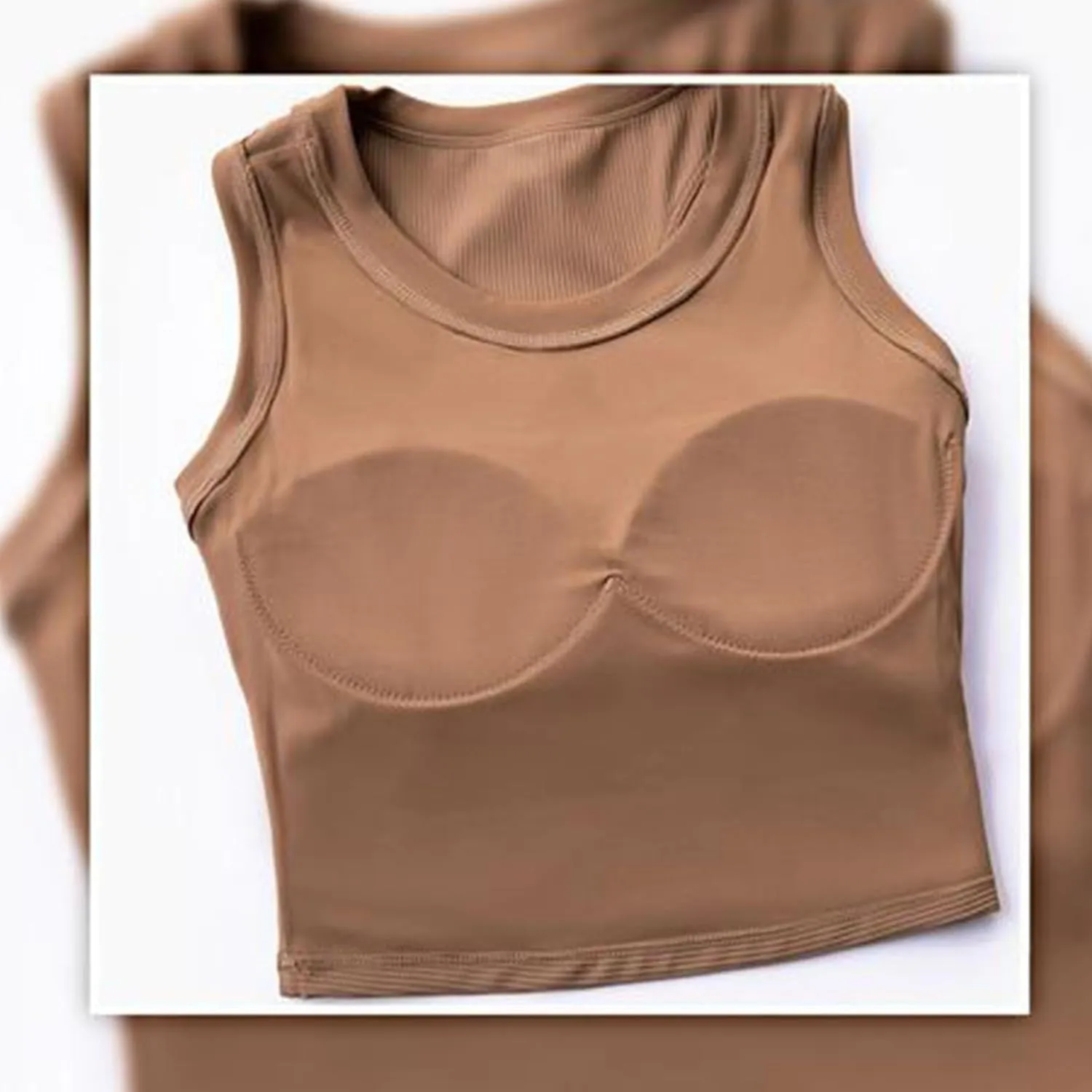 Womens Workout Tops with Built in Bra Racerback Crop Tank Top Sleeveless Athletic Yoga Shirts Sports Gym Clothes