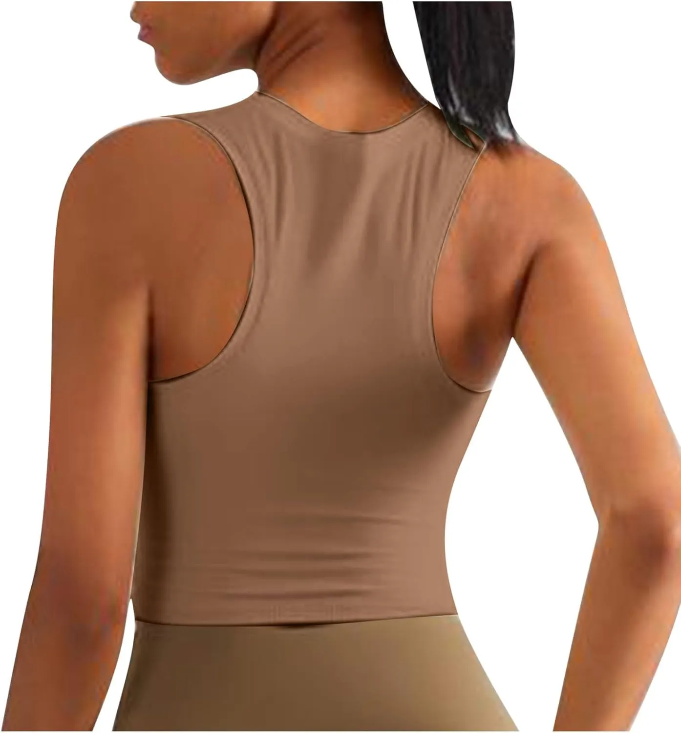 Womens Workout Tops with Built in Bra Racerback Crop Tank Top Sleeveless Athletic Yoga Shirts Sports Gym Clothes
