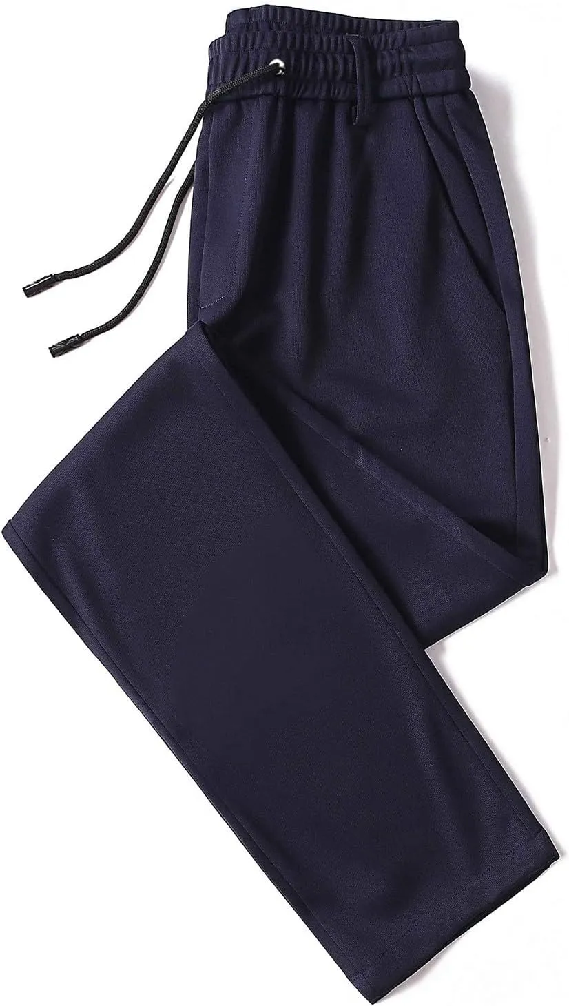 Work Pants for Men Classic Fit Flat Front Pants Lightweight Elastic Waist Golf Trousers with Pockets 2024