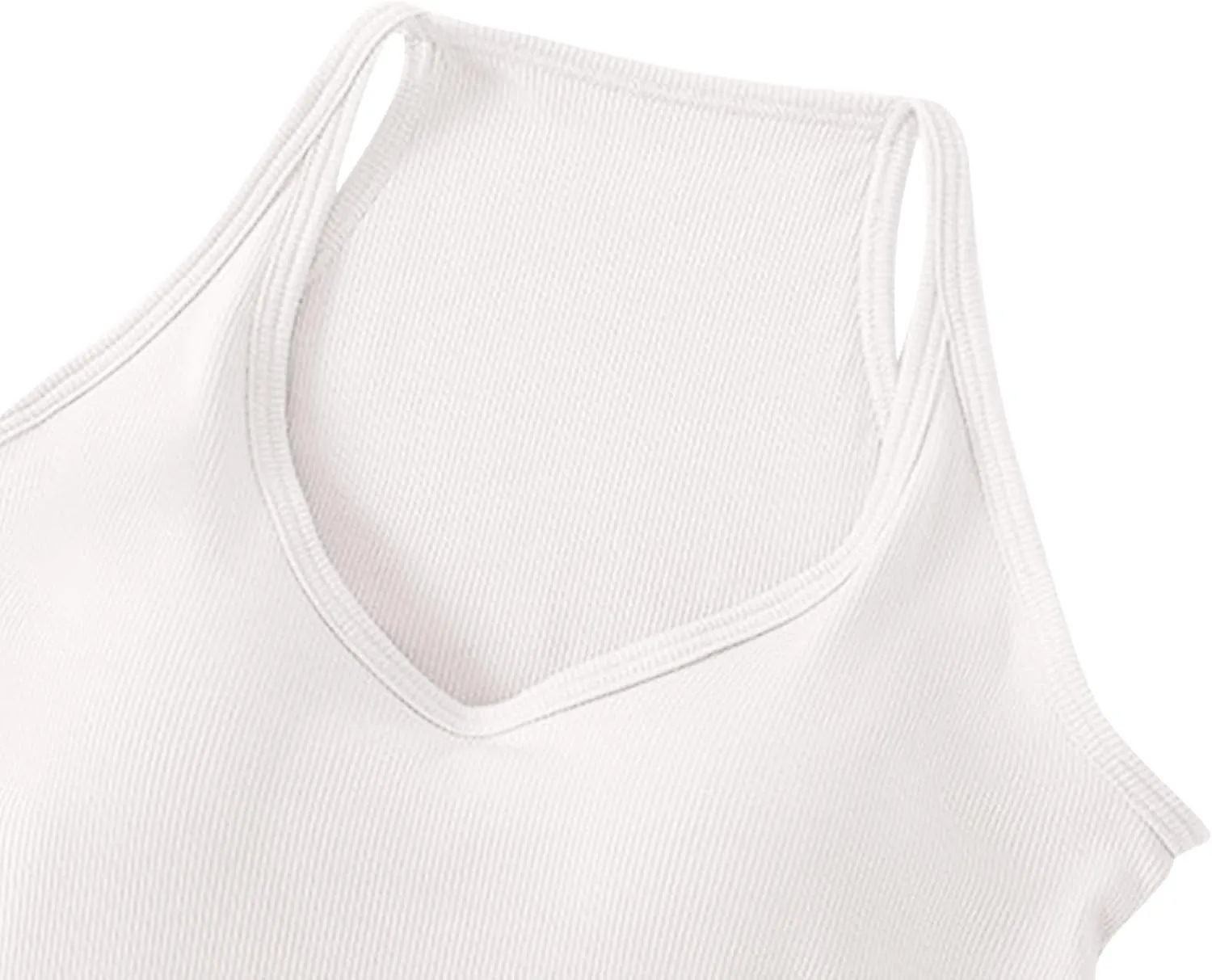 Workout Crop Tops for Women Longline Sports Bras Racerback Ribbed Tank Top with Built in Bra Yoga Athletic Shirts