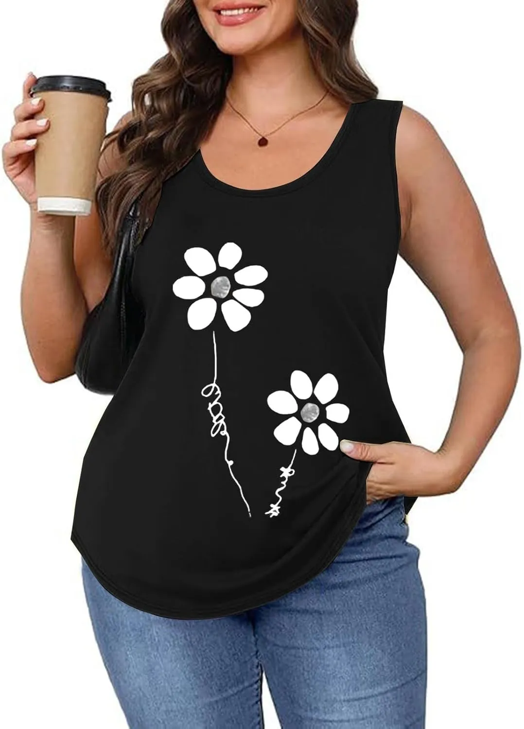 Workout Tops for Women Neck Short Sleeved 2D Printed Casual Loose and Versatile Vest Basic Racerback Slim Tops 2025