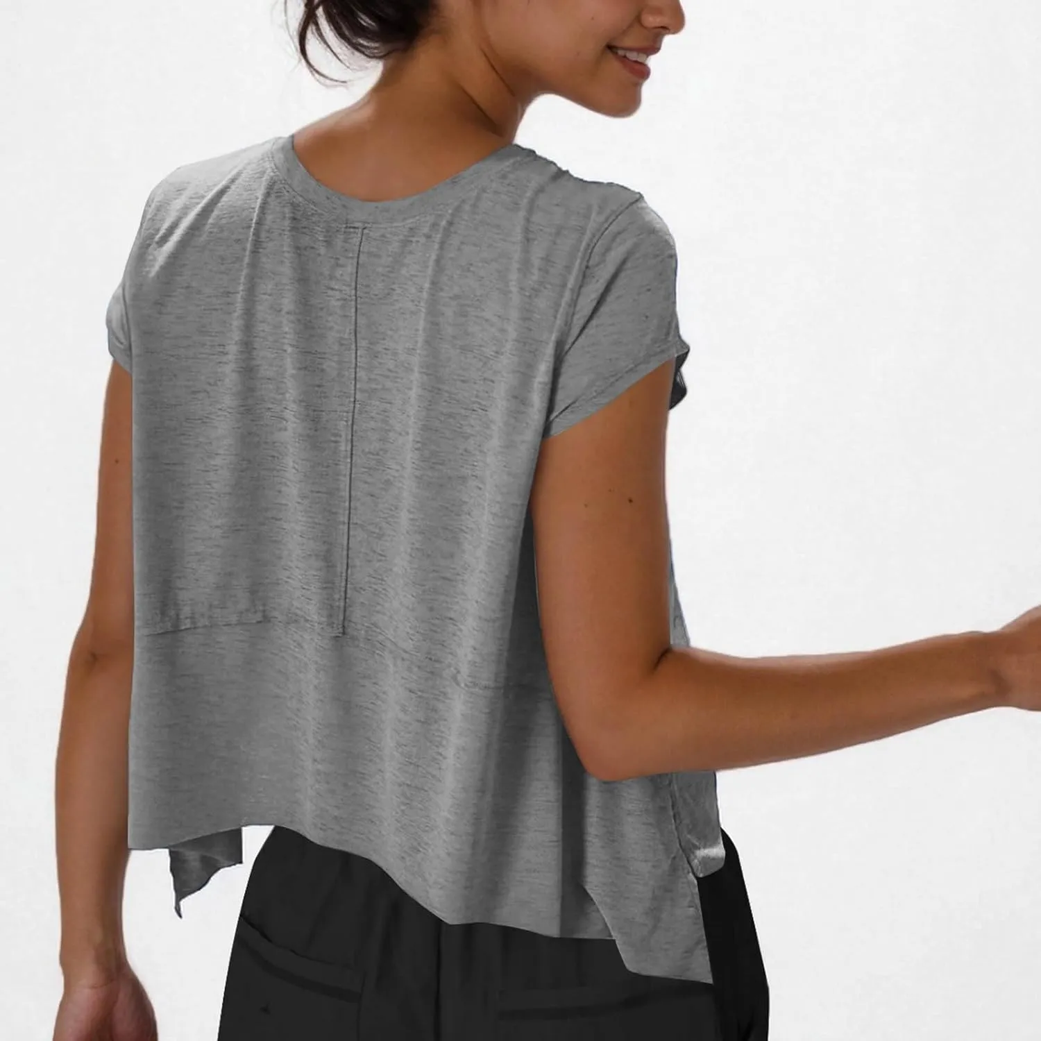 Workout Tops for Women Summer Short Sleeve Athletic T Shirts Oversized Loose Running Yoga Quick Dry Soft Crew Neck Tees