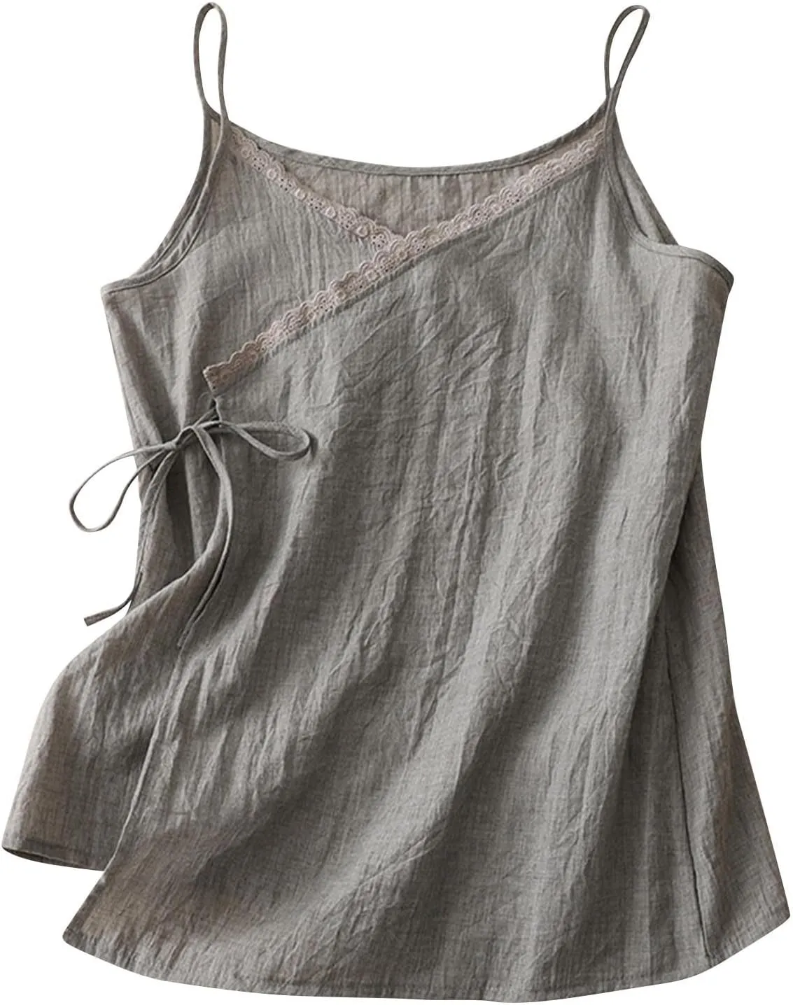 Xiaojmake Womens Cotton Linen Corset Tank Tops Summer Casual Side Tie Bustier Camisoles Basic Summer Underwear Plus Size