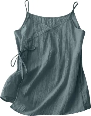 Xiaojmake Womens Cotton Linen Corset Tank Tops Summer Casual Side Tie Bustier Camisoles Basic Summer Underwear Plus Size