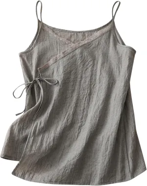 Xiaojmake Womens Cotton Linen Corset Tank Tops Summer Casual Side Tie Bustier Camisoles Basic Summer Underwear Plus Size