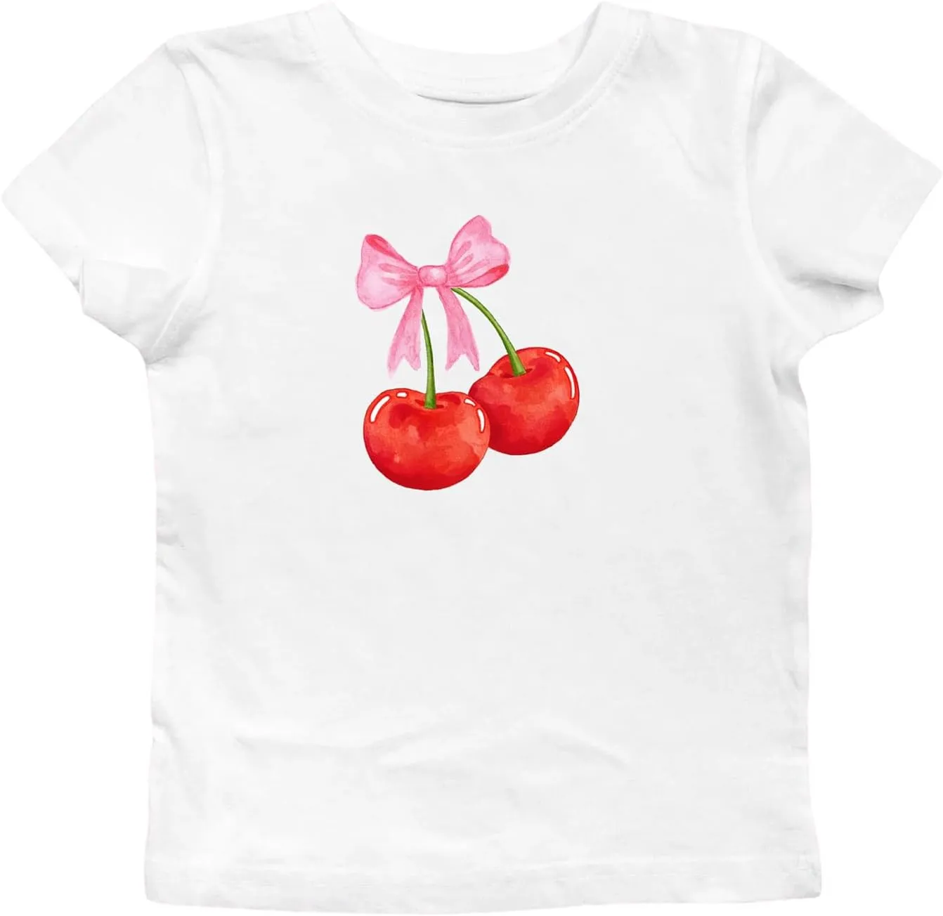 Y2k Graphic Baby Tees for Women Fruit Bow Shirt Crop Top Vintage Aesthetic Teen Girl Clothes 90s Summer Clothing