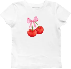 Y2k Graphic Baby Tees for Women Fruit Bow Shirt Crop Top Vintage Aesthetic Teen Girl Clothes 90s Summer Clothing