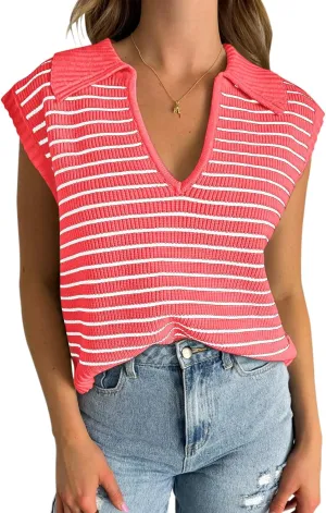 Yousify Summer Sweaters for Women 2025 V Neck Cap Sleeve Tops Sleeveless Spring Clothes Sweater Vest S-2XL