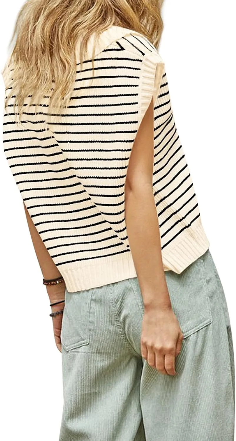 Yousify Summer Sweaters for Women 2025 V Neck Cap Sleeve Tops Sleeveless Spring Clothes Sweater Vest S-2XL