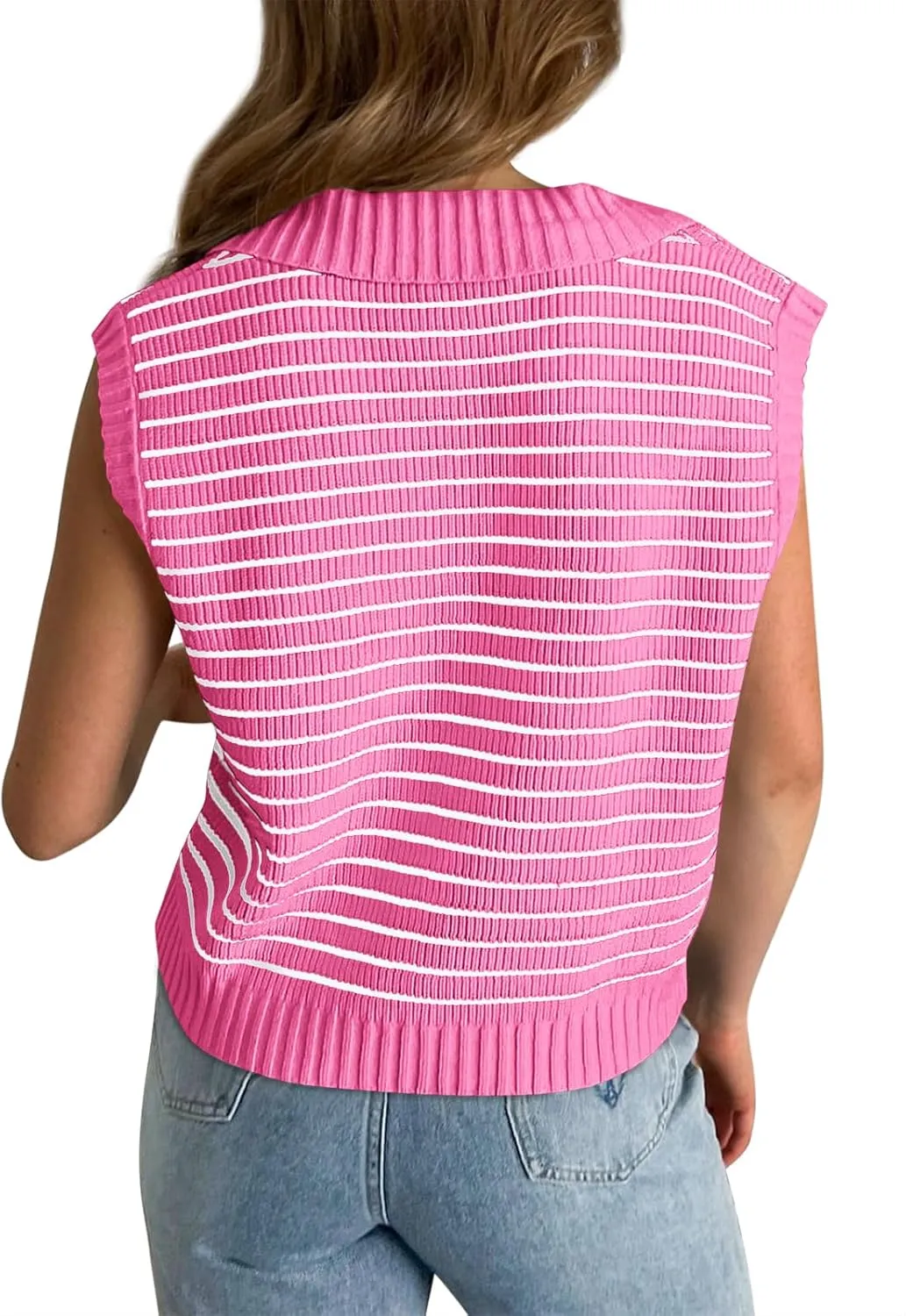 Yousify Summer Sweaters for Women 2025 V Neck Cap Sleeve Tops Sleeveless Spring Clothes Sweater Vest S-2XL