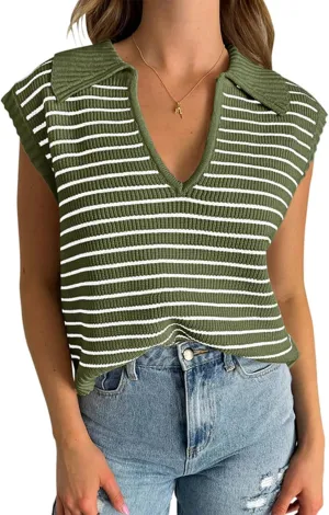 Yousify Summer Sweaters for Women 2025 V Neck Cap Sleeve Tops Sleeveless Spring Clothes Sweater Vest S-2XL