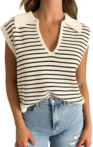 Yousify Summer Sweaters for Women 2025 V Neck Cap Sleeve Tops Sleeveless Spring Clothes Sweater Vest S-2XL